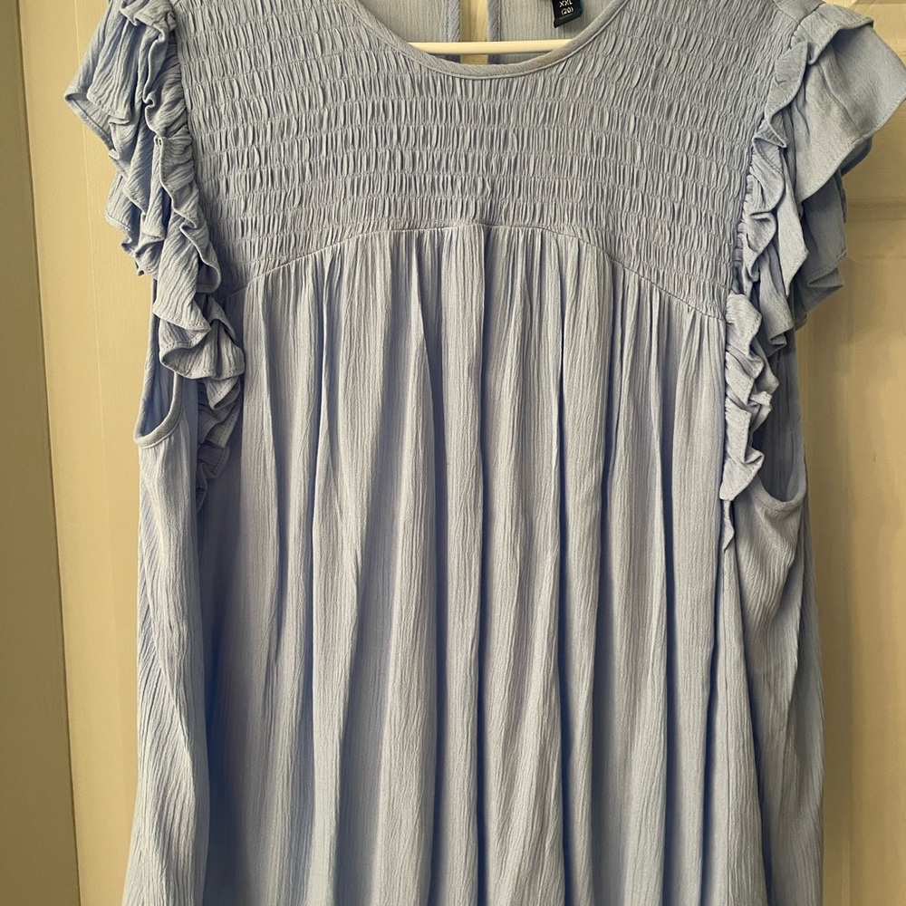 Smocked top ruffle sleeve shirt